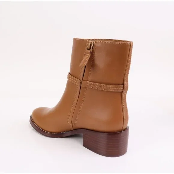 NIB Tory Burch MILLER Logo 45mm Bootie Boots Dark Tiramisu 6.5-8.5 - Picture 5 of 8
